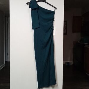 Elegant Dark Green PrettyGarden One-Shoulder Dress NWOT! Size Small